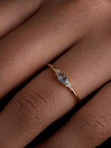 1pc Elegant Cubic Zirconia Ring, Suitable Valentines, Wedding, Engagement, Anniversary Party Jewelry Women Valentines Q8RC - Hot Pink - 查看 2