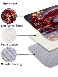 1 pièce/4 pièces Ensemble de décorations de Noël bonhomme de neige comprenant un rideau de douche imperméable avec 12 crochets, une housse de siège de toilette, un tapis de bain antidérapant et un tapis de sol en polyester lavable. Convient pour la décoration de la salle de bain, de la chambre, de la maison et du salon.