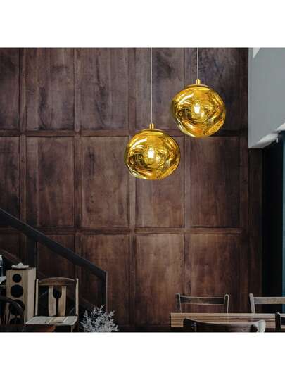 Alpinaluz Suspension Of Ceiling Avec Abat-Jour En Verre Doré Métallisé Au Design Moderne, Douille E27 Pour Salon Et Alle à Manger. view 4