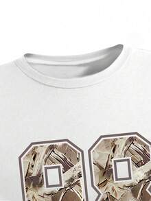 Toddler Girls' Number Print Short Sleeve Top And Camouflage Cargo Pants - White - View 4