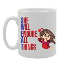 Coralgraph She Will Endure All Things Printed Tea Coffee Ceramic - Funny Printed Coffee Mug - Great Gift Idea MG2922 - 白色 - 查看 1