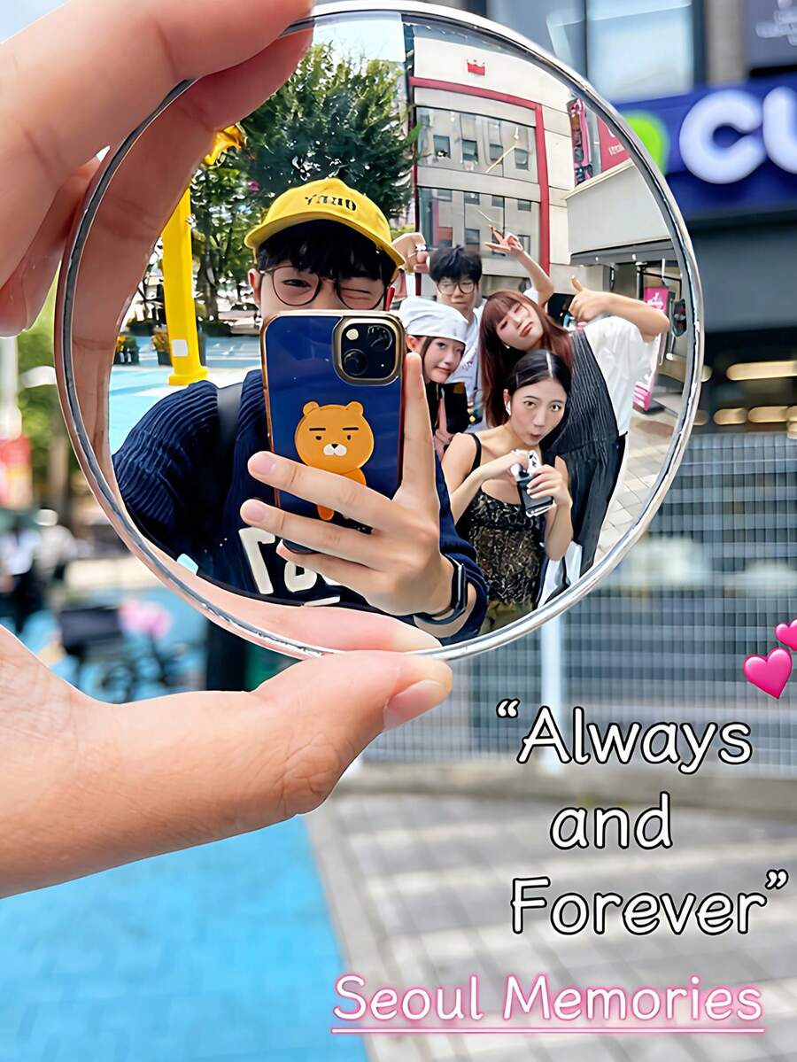 1个旅行摄影迷你圆形镜，反光镜，凸面镜，手持广角镜头，摄影及自拍配件