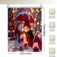 1 pièce/4 pièces Ensemble de décorations de Noël bonhomme de neige comprenant un rideau de douche imperméable avec 12 crochets, une housse de siège de toilette, un tapis de bain antidérapant et un tapis de sol en polyester lavable. Convient pour la décoration de la salle de bain, de la chambre, de la maison et du salon.