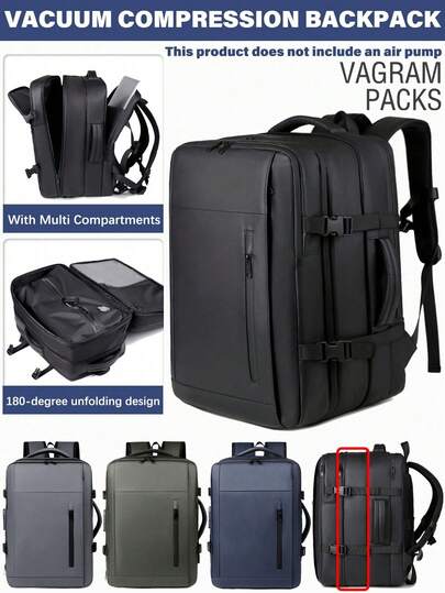 1 pieza Mochila de compresión al vacío con diseño de correa para equipaje. Amigable con TSA. Funcional. Nailon duradero. Diseño extensible. Mochila de viaje de gran capacidad multifuncional para hombres y mujeres. Ligera y resistente al agua. Perfecta para viajes, senderismo, camping y aventuras al aire libre.