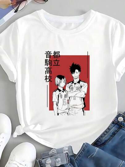 Haikyuu Anime Y2k Printed T-shirt Top Haikyu!! Unisex Trendss Harajuku Short Sleeve Unisex Shirt Graphic Large T-shirt