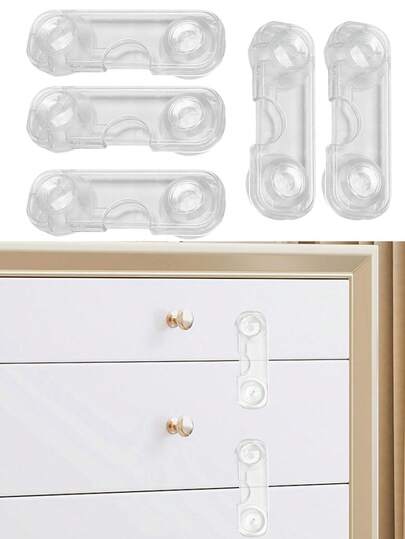 4/6/8/10/12pcs Baby/Toddler Locks, Transparent Multi-Purpose Locks For Drawers, Cabinets, Refrigerators, Ovens, Closets, Food Storage Rooms To Prevent Opening And Pinching Hands