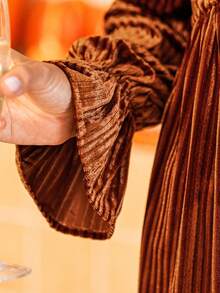 SUNSTORY 女士夜光棕色丝绒迷你连衣裙，适合夜间约会、生日派对、婚礼、日常通勤、晚餐约会、婚礼、生日聚会以及其他优雅、性感和高端的场合。 - 棕色 - 查看 6