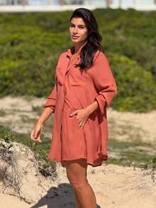 Beach Cover-Up, Shirt And Summer Shorts - Terracota - Ver 1