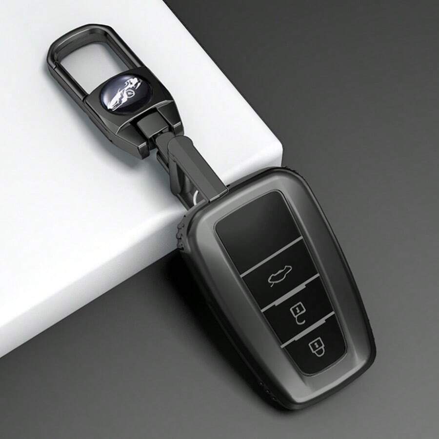 适用于 CHR、Camry、Corolla、RAV4、Highlander、C-HR、Prius、Land Cruiser Prado 的 2/3/4 键灰色 TPU 汽车钥匙遥控器保护套 - 灰色 - 查看 1