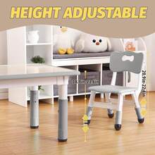 Juego de mesa y sillas para niños de 2 a 10 años, escritorio de manualidades con altura ajustable y 6 sillas, escritorio de grafiti con patas antideslizantes y organizador, ideal para aulas, guarderías y el hogar - Gris - Ver 5