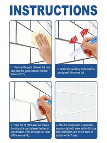 Bolígrafo para lechada de azulejos, resistente al agua y al moho, para crear un espacio doméstico ordenado y limpio. Puede proteger los espacios entre los azulejos, haciéndolos lucir como nuevos. Puede estar expuesto al agua durante hasta 60 minutos, proporcionando protección resistente al agua, a las manchas y sin decoloración. El uso es sencillo: limpie y seque la superficie base, dibuje a lo largo de los espacios antes de que se seque la tinta, no lo moje y déjelo secar durante aproximadamente 1 hora. Puede garantizar resultados duraderos. - Paquete de 3 - Ver 4