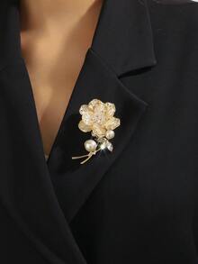 1 件奢华金属水钻、白珍珠和白玫瑰花朵设计女士胸针，适合正式派对和活动情人节、妈妈、母亲、母亲节、礼物 - 蝴蝶型 - 查看 8