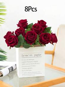 6/12 Rosas artificiales, Rosas rojas oscuras Flores artificiales Rosas falsas para decoración DIY Ramos de boda Centros de mesa Decoraciones, Decoraciones para despedida de soltera, Día de San Valentín, Decoraciones para baby shower, Decoración del hogar, Decoración de centros de mesa, Decoración navideña, Decoración de dormitorio, Decoración de jardín. Regalo.