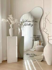 Customized Mirror Sticker Wedding Decor - Wedding Signage Decor DIY Wedding Stickers - Mirror Sticker "Welcome To The Wedding" - Customized Mirror Letter Sticker Decal - Just Married - Wedding Marriage Decor/Modern Wedding Welcome Sign/Personalized Newlyweds Name And Date/Mirror Sticker - Bridal Shower ,Forever Love ,Bachelorette Party Favors, Event Coordination - Multicolor - View 5