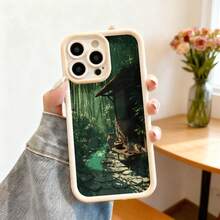 Cubierta de telefono con diseño de bosque de bambú y casa tradicional verde oscuro para uso diario y estilo natural - Blanco - Ver 7