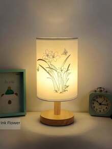 1pc Nordic Style Fabric Table Lamp, Wooden Base, Suitable For Living Room, Bedroom, Office Decor, LED Eye-Protecting Lighting, Bedside Lamp, 3-Color Dimming/Solid Color Short Version, Gift For Friends, Family, Birthday/Holiday, USB Powered, Desktop Decor, LED Desk Lamp, Nightlight - White - View 4