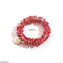 1PC Metal Round Letter Hair Tie High-End Simple Elegant Versatile Beaded High Elasticity Ponytail Hair Accessory Fashion Party Daily Casual Home Use Family And Friends - màu sắc - Xem 2