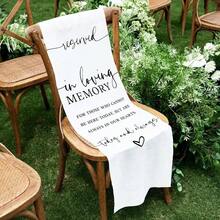 White In Loving Wedding Chair Sign, Linen Reserved Memorial Wedding Chair Sign, Save A Someone In Heaven, Reserved Seating Signs Weddings Decorations, 50x15 Inch - A09 - 白色 - 查看 4