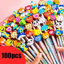 5/15/30/50/100pcs/Cartoon Eraser Pencil Creative Children's Pencil School Campus Student Writing Pen Cartoon Eraser Pencil Cute Pencil - Festival Learning Boys And Girls Prize Gift (Random Color) (Different Production Batch Pencil Patterns Will Be Random) (Please Do Not Place An Order If You Mind) - Multicolor - View 6