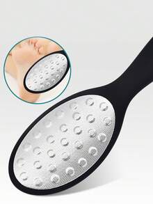 1pc Professional Stainless Steel Foot File, Double-Sided Foot Rasp, Ergonomic Curved Handle And Coarse/Fine Grit Callus Remover Surface - Durable Foot Scraper Tool, Sturdy Construction, Suitable For Home SPA Pedicure And Manicure Care - Multicolor - View 2