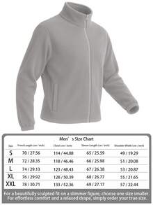 男士抓绒拉链立领夹克 - 多功能外套，适合滑雪、徒步、露营和日常寒冷天气通勤，冬季适用，滑雪 - 淺灰色 - 查看 4