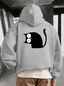 Men's High-Quality Skin-Friendly Hoodie: Unique Printed Pattern, 50% Cotton 50% Polyester, Drawstring Design, Warm for Autumn & Winter, Ideal for Street, Gym, Basketball, Fishing, Daily Wear. Men'S casual hooded sweatshirt - Gris - Ver 1