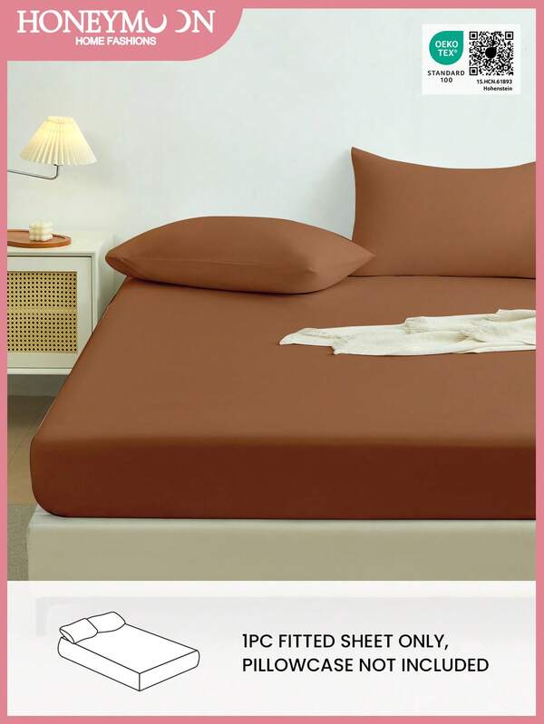 1pc Solid Color Fitted Sheet, Mattress Protector, Mattress Cover For Bed, Deep Pocket Bed Sheet, Soft And Breathable, For All Size Bed -Twin, Full, King, Queen Size Sheet, For Home Bedding And School Bedding Dorm Essentials