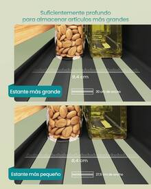 SONGMICS Especiero Magnético, Juego de 4, 2 Estantes Grandes y 2 Pequeños, sin Taladrar, para Cocina, Frigorífico, Negro Tinta y Bambú Claro - Multicolor - Ver 7