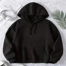 Stylish Letter WCH Back Print Hoodie Unisex Casual Wear Autumn Winter Gift For Friends And Family - 黑色 - 查看 3