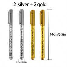 1pc/2pcs/4pcs Gold/Silver Craft Sign-In Pen, Paint Pen, DIY Hand-Painted Graffiti Pen, Signature Pen, Marker Pen, Suitable For Glass Bottle, Wine Glass, Wedding Signing, Wood, Metal Signing, Applicable To Various Materials
