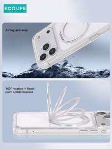 Magnetic Koolife 1pc 360° Rotating Stand Phone Case Compatible With Apple 17 Series, 2.0mm Transparent PC Back Cover, Ultra-Thin Minimalist Design, Full-Body Protection, Compatible With IPhone 17 Pro Max/17/17 Pro/17 Air/14/14 Pro/14 Pro Max/13/13 Pro/13 Pro Max/15/15 Pro/15 Pro Max/16/16 Pro/16 Pro Max/16e - Clear - View 3