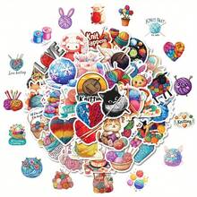 50张毛绒卡通涂鸦贴纸，可用于DIY，贴在盒子、杯子、笔记本、头盔等物品上。 - 彩色 - 查看 4