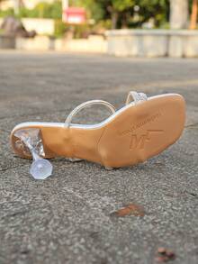 2025 Women's New High Heel Sandals, Comfortable And Lightweight, Fashionable And Sexy, Rhinestone Decor, Suitable For Daily Wear And Party Occasions, Silver High Heel Shoes, Elegant Women's Shoes - Silver - View 7