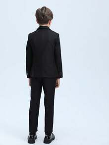 Boys Suits 5-Pieces Suit Set Toddler Tuxedos Dresswear Ring Bearer Outfit Wedding Blazer Vest Pants Shirts Tie Formal Suits For Kids Black Size 3-10Y