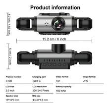 Camera hành trình 4 kênh toàn cảnh 360°, góc nhìn trước/sau/trái/phải, đầu ghi DVR ô tô độ phân giải cao, chức năng ghi vòng lặp, màn hình 2 inch, không bao gồm thẻ nhớ SD. - màu đen - Xem 5