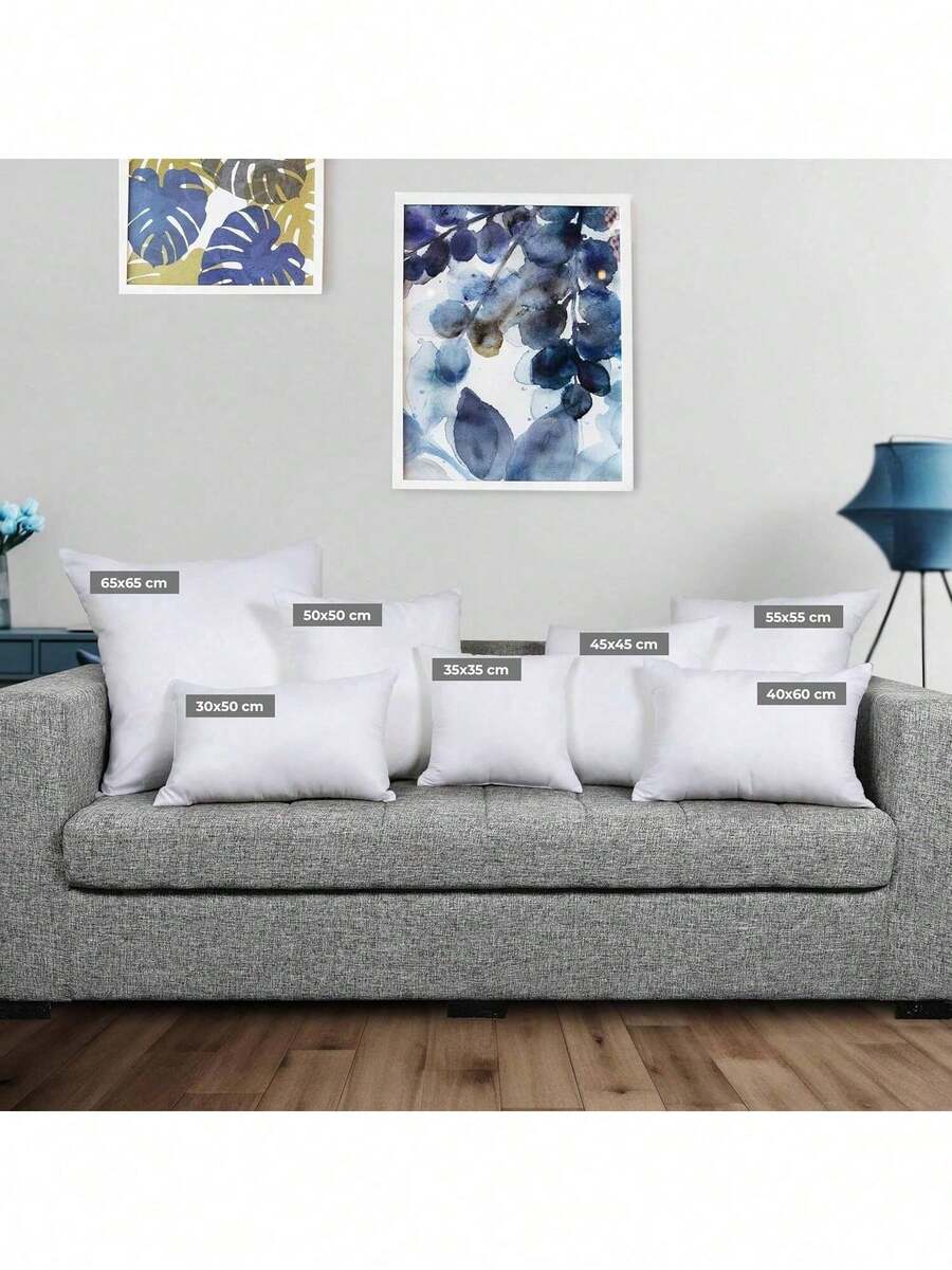 Pack Of 2/4/6 Decorative Cushion Fillers, Sofa Cushions, Home Quilted Cushion, Hollow Fiber Filled Cushion, For Sofa Or Car, In All Sizes 30x50 40x40 40x60 45x45 50x50 50x70 55x55 60x60 CM - 白色 - 查看 1