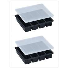 Large And Long Ice Cube Tray 2 Pack Silicone Freezing Container Sticks With Lid For Whiskey Water Bottle Food Leftovers And Baking - 黑色 - 查看 2