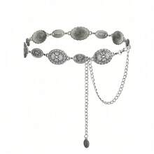 1pcs Western Metal Concho Belt For Women Cowgirl Chain Belts For Dresses Jeans Country Concert Outfit - 金色 - 查看 4
