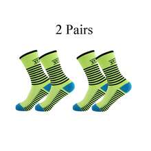 زوجان من جوارب الدراجات، جوارب متوسطة الطول متينة للرياضات الخارجية للرجال والنساء، خريف/شتاء