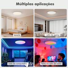 1 Piece RGB Bluetooth Ceiling Light, Dimmable With Remote Control, Smartphone App Control, Alexa Compatible, Ultra-Thin RGB Ceiling Lamp With Color Changing, 24W, Also Provides Daily Color Temperature, White/Neutral/Warm Light, Adjustable Brightness, Suitable For Living Room, Bedroom, Bathroom, Kitchen, Children's Room - White - View 3