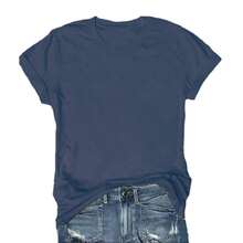 Casual Women's Short Sleeve Round Neck Polyester T-Shirt Plain Regular Fit Top With Medium Stretch - 彩色 - 查看 6