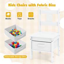 3 PCS Kids Table And Chairs Set Furniture W/Cat House Hole & Window 2 Chairs - White - View 9