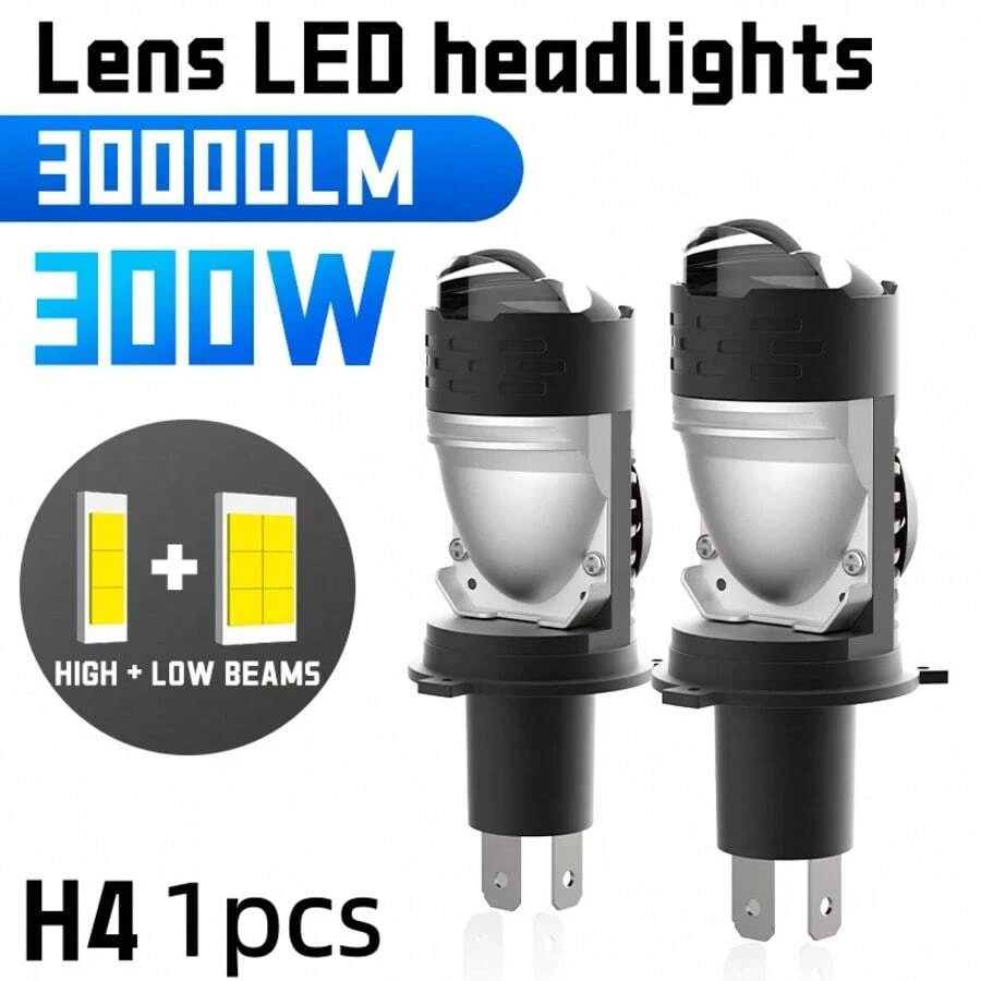 Bombillas LED para faros de coche/motocicleta H4 Proyector de lente 300W Canbus Turbo 6000K H4 Haz alto/bajo Luz antiniebla LED Diodo Enchufe y listo 12v 24v