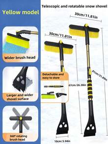Dual Blades, Anti-Slip Grip, ABS Soft Shovel Head - Essential For Driveway & Car Winter Snow Removal - Multicolor - View 6