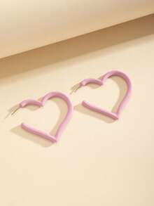 1 对时尚心形金属耳环，哑光红漆简约设计，优雅百搭，适合女性、派对/日常佩戴，是理想的情人节礼物 - 心形耳環 - 查看 10