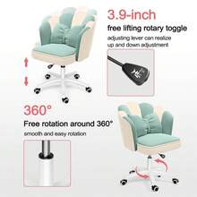 Cute Petal Desk Chair, Velvet Dressing Chair With Bow Upholstery, Butterfly Home Office Chairs For Bedroom, Computer Desk Chairs With Backrest - 藍白色 - 查看 3