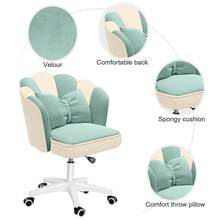 Cute Petal Desk Chair, Velvet Dressing Chair With Bow Upholstery, Butterfly Home Office Chairs For Bedroom, Computer Desk Chairs With Backrest - 藍白色 - 查看 4