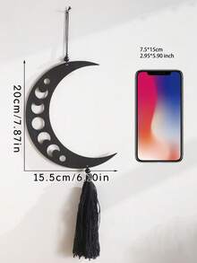 A Must-Have For Ramadan: Wooden Hollow Crescent Star Pendant Set With Tassel Design And Exquisite Islamic Style Carvings, Creating A Warm And Sacred Festive Atmosphere For Ramadan Homes, Showcasing The Fusion Of Traditional Religious Aesthetics And Natural Texture(Black) - Black - View 3