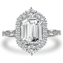 2.5CT Emerald Cut Engagement Ring Women, S925 Silver AAAA CZ Promise Ring With And Side Stones - bạc + 8 - Xem 1