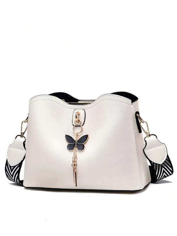 Nuevos bolsos de mano para mujer,Carteras de mujer, bolsos y bolsos de hombro de moda para mujer, bolso de diseñador con asa superior con pompón,Bolsos de Mujer Bolsa Bandolera Moda Colgante Señora Bolso Tote Elegante Bolsas de Hombro PU Bolso Shopper para Fiesta Trabajo Rojo,Mariposa